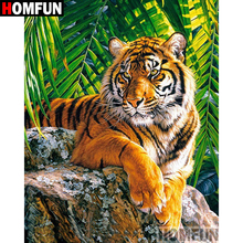 HOMFUN-pintura de diamante 5D DIY "Tigre Animal", bordado 3D, regalo de punto de Cruz, decoración del hogar, A00550 2024 - compra barato