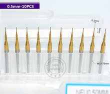 3.175mm*0.5mm,10pcs,Free shipping micro TiN Coating PCB End Milling cutter,CNC Corn milling Bit,Solid carbide tool,PVC,wood 2024 - buy cheap