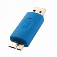 Новый Переходник USB 3,0 Type A «папа»-«папа» Micro B «папа», синий 2024 - купить недорого