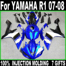 Fit for Yamaha injection molding fairings YZFR1 2007 2008 metallic blue black white motorcycle fairing kit YZFR1 07 08 BC04 2024 - buy cheap