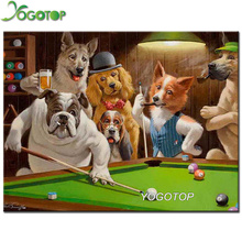 YOGOTOP DIY Diamond Painting Cross Stitch Dogs Playing Pool Billiards 5D Diamond Embroidery Home Decor Full Diamond Mosaic CV584 2024 - buy cheap