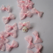 CB2-3 30pcs Cute Transparent Pink Fabric Bow Shape Nail Art Decoration Outlooking 2024 - buy cheap