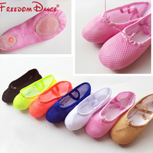 2022 New Fluorescence Color Girls Ballet Flat Dance Shoes 7Colors Net Cloth Soft Ballet Yoga Fitness Shoe From Children to Adult 2024 - buy cheap
