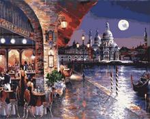 Prague Night Coffee Shop paint by numbers diy canvas wall decor hand painted picture printed drawing coloring by number 2024 - buy cheap