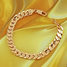 Corrente curb, bracelete cheio de ouro, anel liso, amarelo, homens mulheres, cm de comprimento 2024 - compre barato