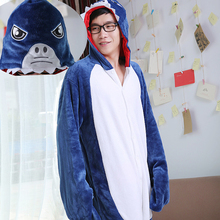 HKSNG Winter Warm Adult Cartoon Animal Blue Big Shark Family Pajamas Onesies Pijamas Homewear For Christmas Party Kigu 2024 - buy cheap