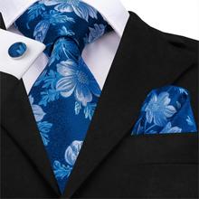 SN-3239 Tie Set for Man Silk Jacquard Blue Necktie Paisley White Flower Neck Tie Set Wedding Evening Party Gift Men Tie 2024 - buy cheap