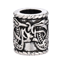 Antique Silver Viking Runes Beads Retro Double Dragon Pattern Beads Charms Findings for Beard Hair for Bracelet Necklace DIY 2024 - buy cheap