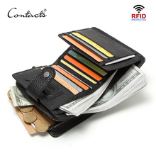 CONTACT'S 100% genuine leather RFID blocking men wallet short wallets coin purse male small hasp walet card holders man cuzdan 2024 - buy cheap