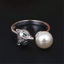 Simple Fashion Cute Animal Fox Silver-plated Imitation Pearl Opening Adjustable Engagement Wedding For Woman Rings Dropshippng 2024 - buy cheap