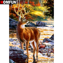 HOMFUN-pintura de diamante redondo/cuadrado completa, cuadro artesanal 5D, punto de cruz bordado de "ciervo Animal", decoración para el hogar, regalo A09515 2024 - compra barato