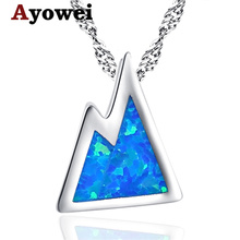 Ayowei colar feminino opala de fogo azul, pingente de colar prata 925 estilo hiil 2024 - compre barato