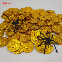 50/100pcs Children Toys Plastic Pirate Gold Coins Pirate Treasure Coins Chest Game Currency Party Halloween Christmas Gifts  5Z 2024 - buy cheap