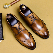 Phenkang-zapatos formales de cuero genuino para hombre, calzado de vestir, de boda, con cordones, oxford, color negro, 2020 2024 - compra barato