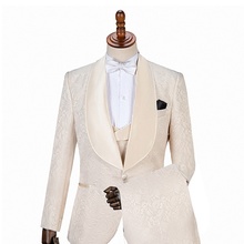 GwenhwyfarHandsome Embossing Groomsmen Shawl Lapel Groom Tuxedos Men Suits Wedding Prom Dinner Best Man Blazer(Jacket+Pants+Vest 2024 - buy cheap