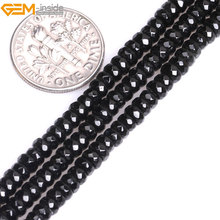 Gem-inside Natural Rondelle Faceted AA Black Agates Onyx Stone Beads For Jewelry Making Bracelate Necklace 2-6mm15inches DIY 2024 - buy cheap