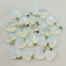 Fashion opal natural stone heart pendant 16MM charms Assorted stone high Quality pendants for jewelry making 50Pcs/lot free 2024 - buy cheap