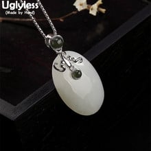 Uglyless-colgantes de Jade blanco Natural para mujer, de Plata de Ley 925 sólida auténtica, joyería fina de piedras preciosas, collares hechos a mano sin cadena 2024 - compra barato