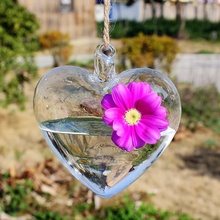 Прозрачная, в форме сердца стеклянная подвесная Ваза Бутылка Контейнер растение цветок DIY домашний стол Свадебный сад Декор 2024 - купить недорого
