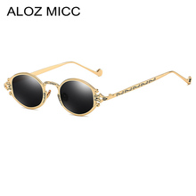 Aloz micc óculos de sol steampunk feminino, óculos de sol clássico pequeno oval unissex vintage uv400 q327 2019 2024 - compre barato