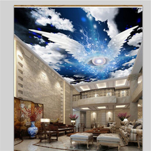 Wellyu papel de parede para quarto personalizado asas do anjo céu nuvens brancas afrescos zênite papier peint 2024 - compre barato