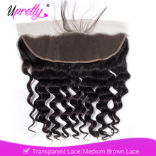 Upretty 13x4 HD Transparent Lace Frontal Brazilian Loose Deep Wave Remy Human Hair Preplucked Lace Frontal Closure Bleached Knot 2024 - buy cheap
