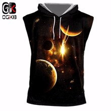 OGKB 3D Galaxy Space Hooded Tank Tops New Women/men Fashion Cap Vest Singlets Unisex Moon Print Hoody Undershirt With Sleeveless 2024 - buy cheap