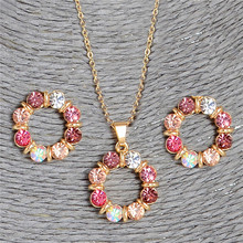 Fashion Colorful Charming Golden Plated Jewelry Sets Bridal Jewelry Austrian Crystal Necklace Earring Jewelry Sets For Women 2024 - buy cheap