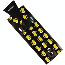 Winfox-tirantes elásticos Vintage para hombre y mujer, tirantes con estampado de taza de cerveza, color amarillo y negro, 2,5 cm de ancho 2024 - compra barato