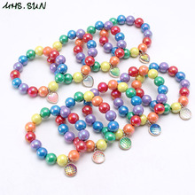 MHS.SUN-Pulseras de cuentas de Color arcoíris, brazaletes con encantador colgante, pulsera de cuentas para niños y niñas, regalo de joyería de fiesta, 1 ud. 2024 - compra barato