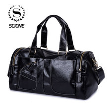 Scione Fashion PU Leather Travel Handbag Men's Luggage Patchwork Crossbody Bag High Quality Duffel Business Casual Suitcase 2024 - buy cheap