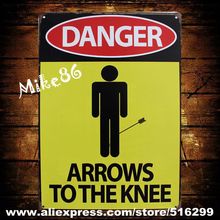 [ Mike86 ] DANGER ARROWS TO THE KNEE Metal Plaque Gift PUB Wall art Warning Signs Bar Craft  Decor AA-178 Mix order 20*30 CM 2024 - buy cheap