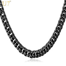 U7 Long Black Venitien Chain Necklace For Men Jewelry Trendy 6mm 46cm/55cm/66cm/71cm/76cm Mens Necklace Wholesale N560 2024 - buy cheap