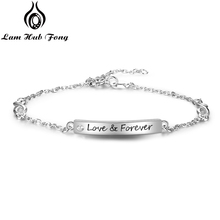 Pulseira de cobre com nome personalizado, bracelete elegante gravado para mulheres, cor prata com nome personalizado (lam hub fong) 2024 - compre barato