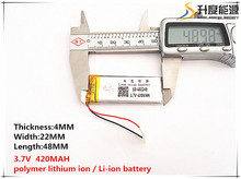 10 шт./лот 3,7 в 420 мАч 402248 литий-полимерные Li-Po li ion аккумуляторные батареи для Mp3 MP4 MP5 2024 - купить недорого