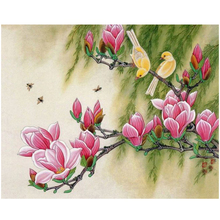 Full Square Round Drill 5D Diy Diamond Painting birds and flower Pink magnolia Diamond Embroidery Cross Stitch StickerZP-2345 2024 - buy cheap