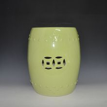 HEAVYWEIGHT Pale yellow glazed ceramic porcelain stool for indoor decor 2024 - buy cheap
