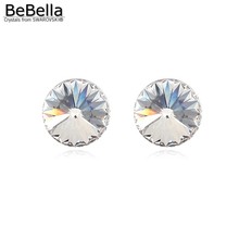 BeBella-pendientes redondos de cristal negro con cristales de Swarovski para mujer y niña, joyería de Navidad, regalo de cumpleaños 2024 - compra barato