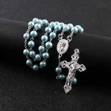KOMi Rosary Beads Cross Pendant Long Necklace For Women Men Catholic Christ Religious Jesus Jewelry Gift R-228 2024 - buy cheap