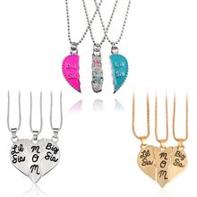 3 Pcs/Set Heart Necklace Big Sis Mom Little Sis Carved Pendant For Mother's Day Gifts Women Jewelry Charms Family Daughter 2024 - buy cheap