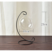 Прозрачная стеклянная подвесная ваза в форме шара, бутылка для рыбы, растения, цветов с металлической подставкой, украшение 2024 - купить недорого
