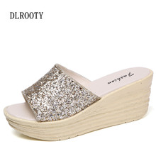 Women Slippers Sandals Flip Flops High Heels 2018 Summer Shoes Woman Peep Toe Wedges Fashion Bling Platform Female Slides 2024 - buy cheap