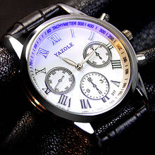 Мужские спортивные часы с кожаным ремешком и синим стеклом, водонепроницаемые часы YAZOLE 2024 - купить недорого