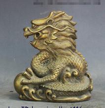 Fengshui China Folk Brass Dragon Dragons Play Ball Lucky Animal Statue Sculpture 2024 - buy cheap