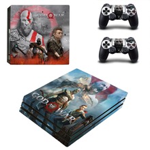 Виниловая наклейка на кожу игровой God of War PS4 Pro для консоли Sony Playstation 4 и 2 контроллера PS4 Pro 2024 - купить недорого