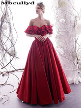 Женское платье подружки невесты Mbcully, Красное длинное вечернее платье в пол с открытыми плечами, 2019 2024 - купить недорого