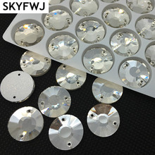 Cristal transparente Color Xilion cristal Flatback 2 agujeros coser en diamantes de imitación para vestido de novia 8mm 10mm 12mm 14mm 16mm 18mm 2024 - compra barato