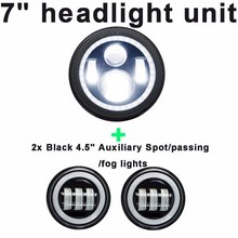 Motorcycle 7 inch Moto LED Headlight  bike with 4-1/2"4.5" LED Passing Lamps Fog Lights & 7"Bracket Mounting Ring 2024 - buy cheap