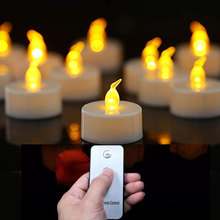Pack of 36 Flickering Yellow Light Battery operated LED candles remote Wholesale flameless votives tealight Wedding Christmas 2024 - buy cheap