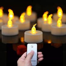 Velas LED parpadeantes con batería, paquete de 36 luces amarillas parpadeantes, control remoto, votivos sin llama, para bodas y Navidad 2024 - compra barato